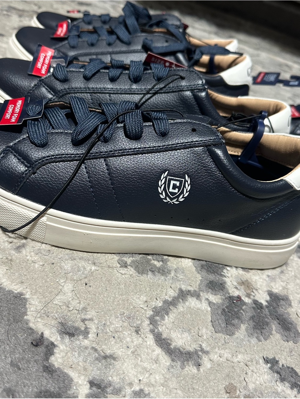 Men's Navy Leather Low-Top Sneakers